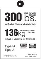 Werner Parts LDRT300 300lb Rated Duty Rating Sticker for Twin Step Ladders, Werner Parts product.