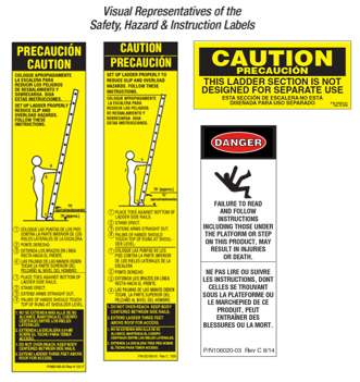 Werner Parts LMT100 All Labels for MT Ladders, 18 different labels, yellow and black color.