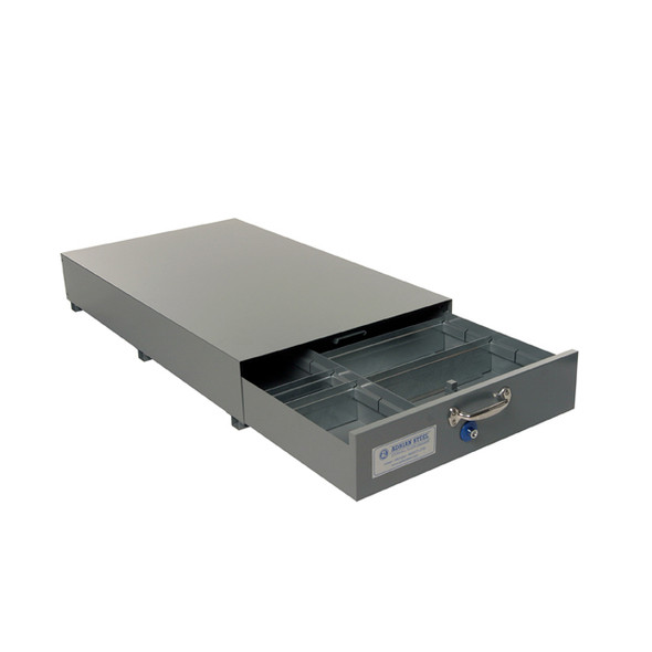 Adrian Steel #SAJ-30 Double Compartment Floor Drawer, 30w x 8.5h x 51.5d, Gray