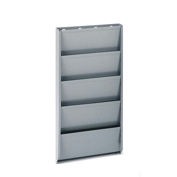 Adrian Steel #CB5 5-Slot Literature Rack, 12w x 24h x 2.5d, Gray