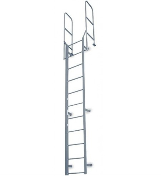 Cotterman - F4W Fixed Steel Wall Ladder w/ Walk Thru-Rail | 1 Section | 6 Ft 8 In