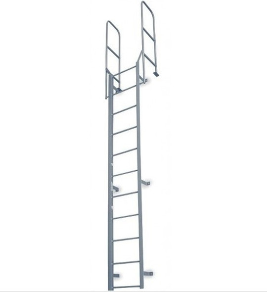 Cotterman - F22W Fixed Steel Wall Ladder w/ Walk Thru-Rail | 2 Sections | 24 Ft 8 In