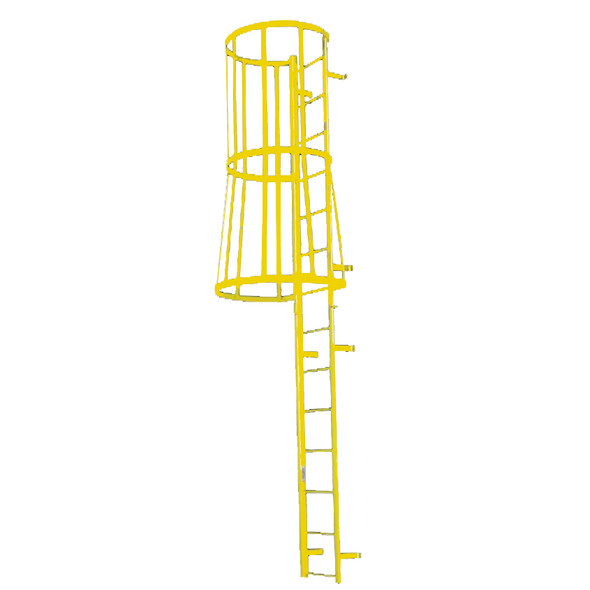 Cotterman - F23SC Fixed Steel Wall Ladder w/ Safety Cage | 2 Sections | 22 Ft 3 In