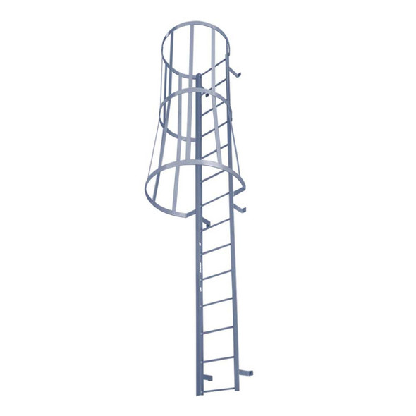 Cotterman - F20SC Fixed Steel Wall Ladder w/ Safety Cage | 2 Sections | 19 Ft 3 In