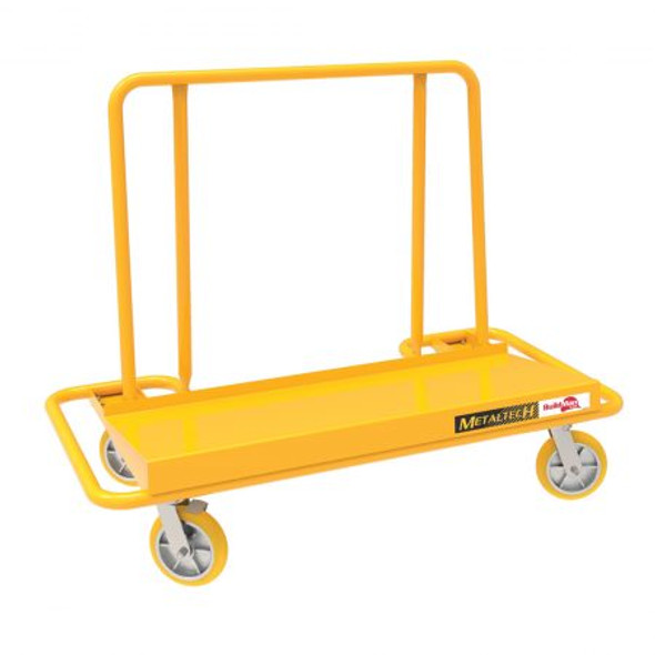 MetalTech I-BMD4031YGR BUILDMAN YELLOW EXTRA WIDE WELDED DRYWALL CART FRAME WITH 8" YELLOW RUBBER ON PP CORE CASTERS - 1 CASTERS WITH DIRECTIONAL LOCK AND WHEEL BRAKE