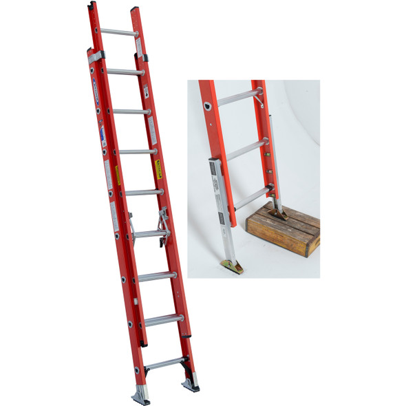 Overstock | Werner D6216-2X0004 Fiberglass Extension Ladder with APK80-4 Automatic Ladder Levelers
