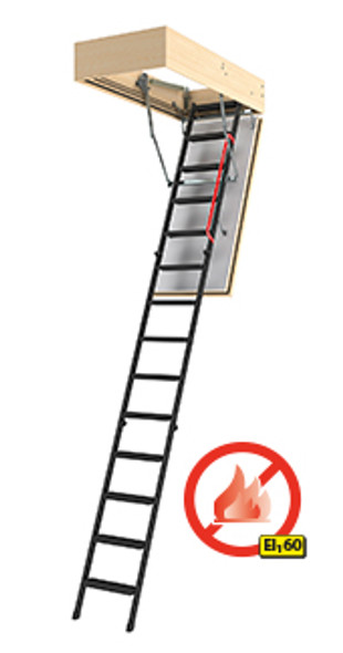 Fakro 869236 | Metal Attic Ladder LMF | Fire Rated 60 min. | 25" x 54" (up to 10'1") 350 lbs. Load Capacity