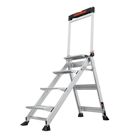 Little Giant Model 11904 | JUMBO STEP, 4-Step Model - ANSI Type IAA - 375 lb Rated, Aluminum Step Stool with Handrail