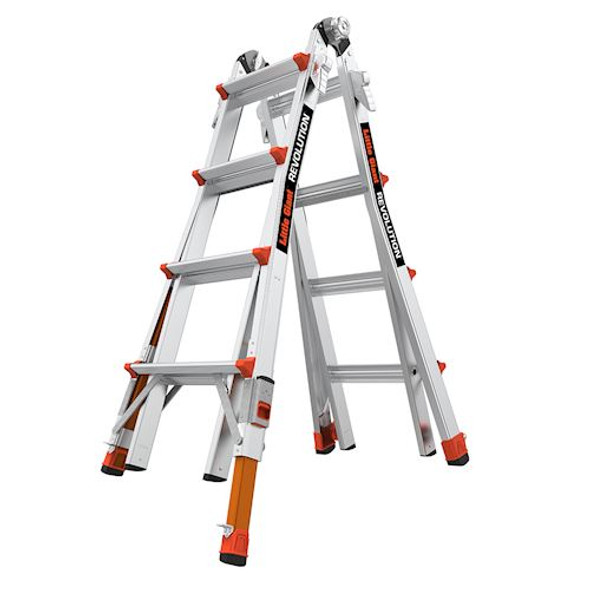 Little Giant Model 13117-801 REVOLUTION 2.0, Model 17 - ANSI Type IA - 300 lb Rated, Aluminum Articulated Extendable Ladder with TIP & GLIDE Wheels and RATCHET Levelers
