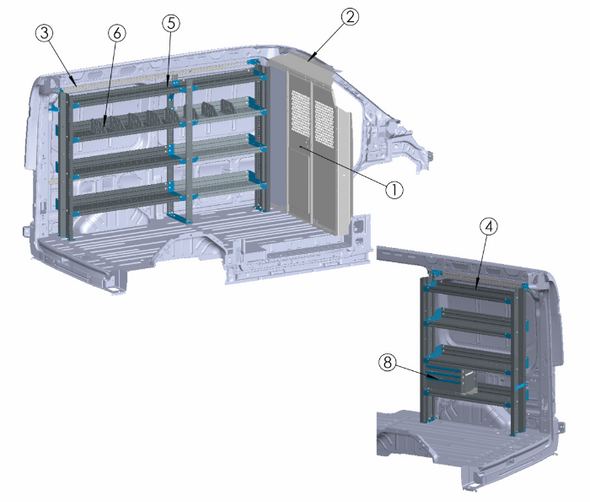 Adrian BIN-FTMR130B BIN Shelving Package, Transit Mid Roof 130WB Adrian BIN-FTMR130B BIN Shelving Package, Transit Mid Roof 130WB