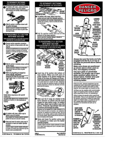 Werner Parts LAE100 Safety Labels - Aluminum Extension Ladders | ALUM EXT LDR LABEL REPL KIT