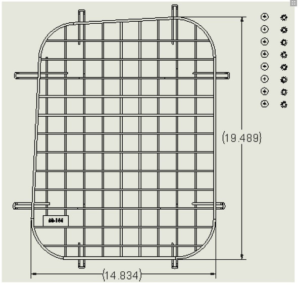 Adrian Steel #60-144 Passenger Side Rear Door Security Screen, 17.4w x 20.5h x 0.9d, Gray, ProMaster City