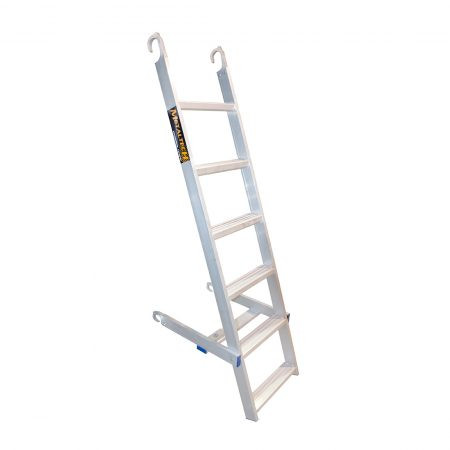 MetalTech AL-L0002 Aluminum Safety Scaffold 6-steps ladder with latch in silver color.