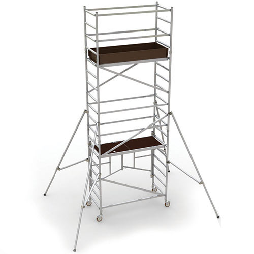 MetalTech AL-Q0106 | 12 Easy-Set Scaffold Tower With  - 18'  Reach  With Guardrails And Outriggers