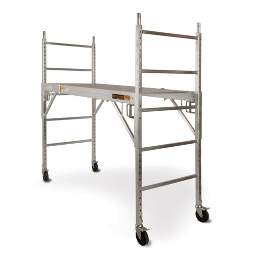 MetalTech I-CAISC ALU Series 6′ Baker Type Aluminum Scaffolding in Anodized Aluminum Alloy, 700 lb capacity.