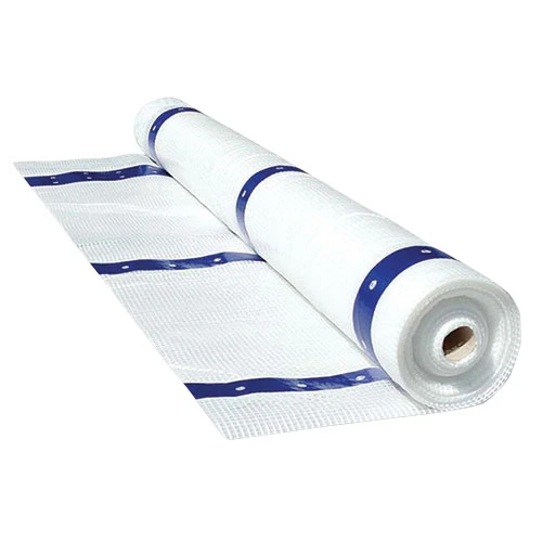 MetalTech M-MTE13100 Scaffold Tarp, 13 Ft x 100 Ft, Sturdy Protection Sheet, white, blue stripes.