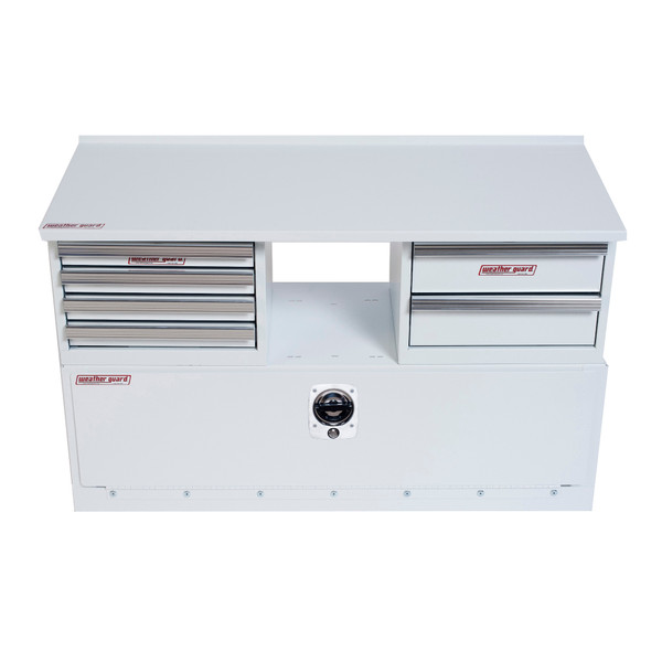 Weather Guard Model 8867-3-01 Work Top, 42 in, a worktop attachment in white with drawers.