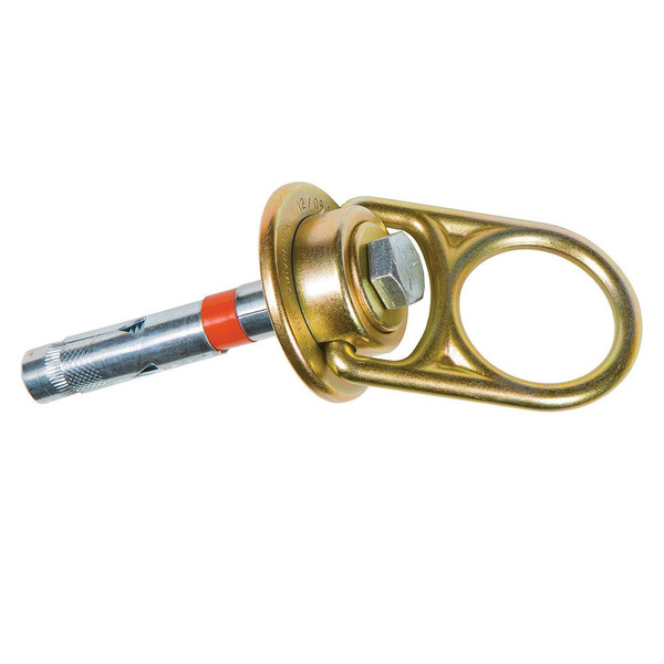 Werner Fall Protection A510001 Mega-Swivel Concrete Construction Anchor, gold with silver and orange details.