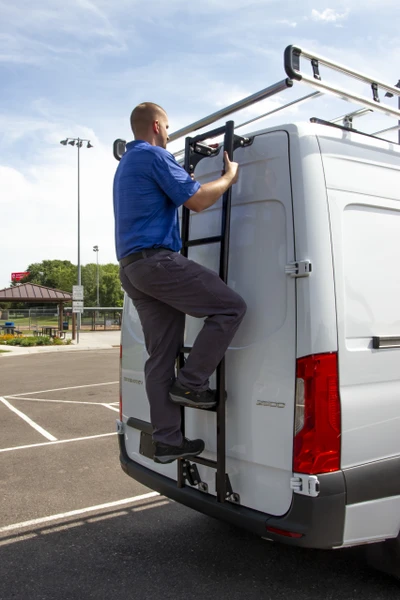 Prime Design Roof Ladder AAL-8009-BLK Ford Transit, 101" Medium Roof, black, Ford Transit Ladder.