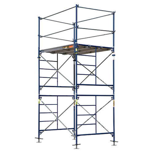 MetalTech M-MFT5710 Steel Frame Scaffold tower with 24” solid screw jacks, 2,500 lb capacity.