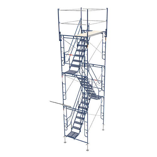 MetalTech M-MATST5719 3 Story Stairway Tower, Construction Stair Scaffold, blue metal stair scaffold tower.