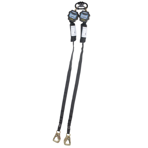 Werner Fall Protection R431006TB 9FT Bantam twin-leg tie-back web self-retracting lifeline with low clearance lifeline.