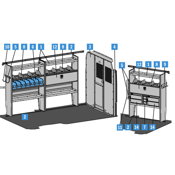 Adrian Steel #5182  - Security Starter Package, Gray, ProMaster, 136"