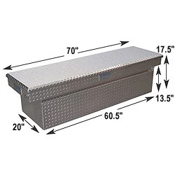 Adrian AD101 Aluminum Single Lid Crossbox, 70w x 17.5h x 20d, Aluminum Pickup Box.