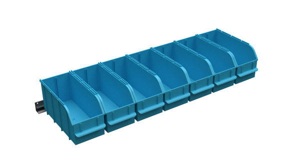 Adrian Steel #BR76012 Molded Parts Storage Bins - Seven 6"  removable plastic bins