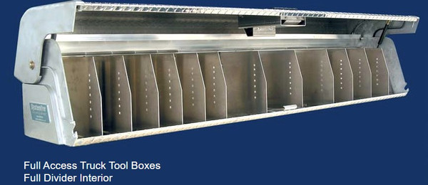System One Full Access Truck Tool Boxes with divider interior, heavy-duty truck boxes storage solution.