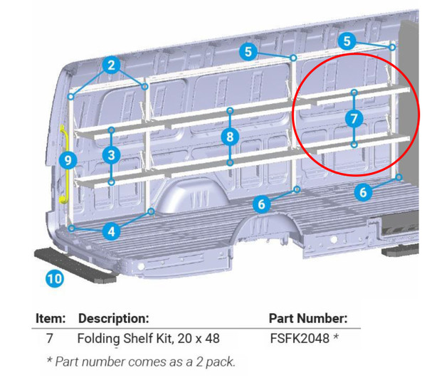 Adrian FSFK2048 Folding Shelf Kit 20" x 48" for Van Organization by Adrian.