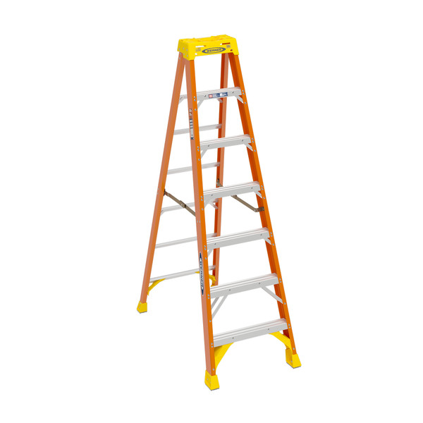 Werner 6207 | 7 Ft Fiberglass Stepladder | Type IA / 300 lb. Rated