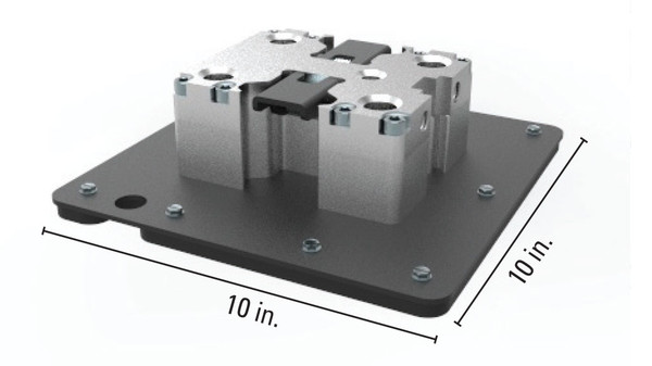 ReechCraft PowerMast 4026382 Base Foot, heavy-duty construction gear, 10x10 inch silver and black metal base.