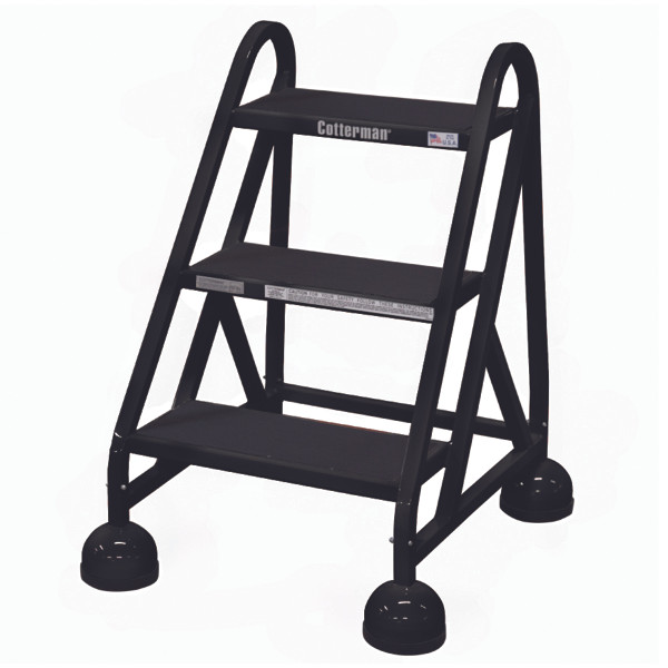 Cotterman ST-300 A2 XX P5 MasterStep Office Ladder, a workplace safety ladder, 3-step, black.