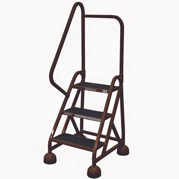 Cotterman ST-322 A2 XX P5 office safety ladder, 3-step, 27" platform height, left handrail.