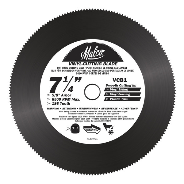 Malco Tool #VCB1 Circ Saw Blade, Vinyl, 7.25"