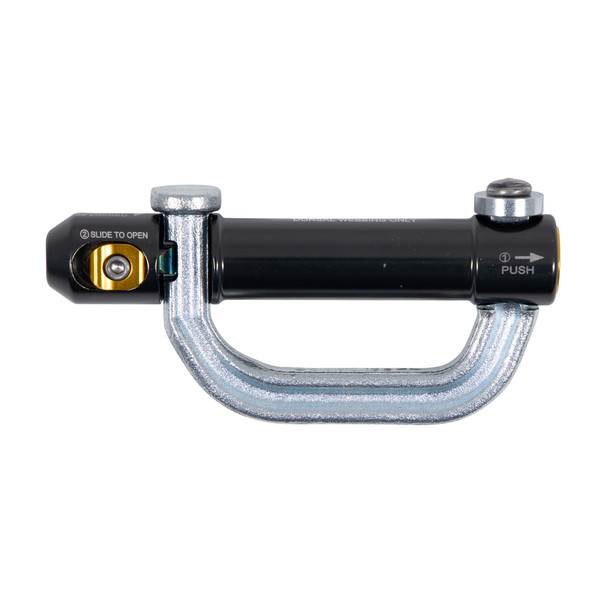 Werner Fall Protection A100331 Dual Leg SRL Connector Bracket, black and silver hook device.
