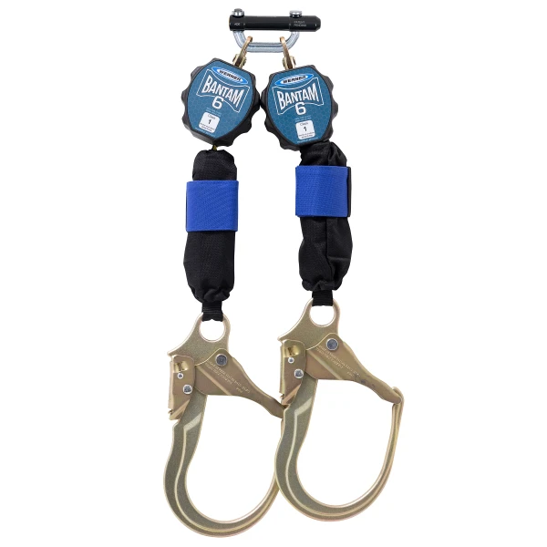 Werner Fall Protection R434006-SR 6ft Bantam TwinLeg Web Self-Retracting Lifeline (SRL) w/Steel Bar