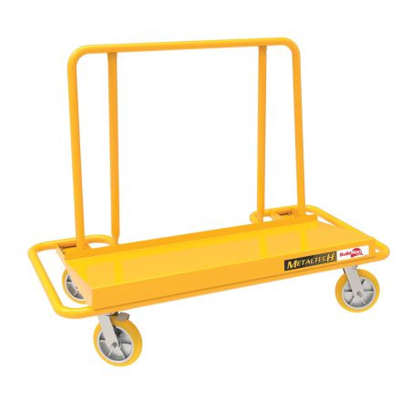 MetalTech I-BMD4031YGR BUILDMAN YELLOW EXTRA WIDE WELDED DRYWALL CART FRAME WITH 8" YELLOW RUBBER ON PP CORE CASTERS - 1 CASTERS WITH DIRECTIONAL LOCK AND WHEEL BRAKE