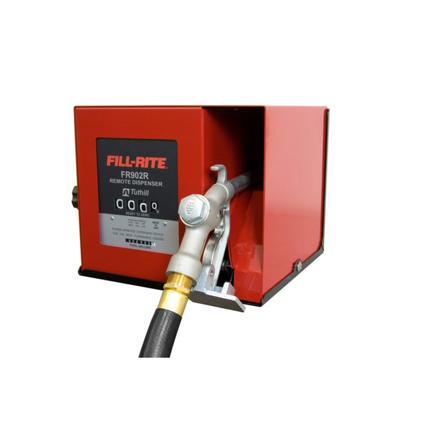 Fill-Rite FR902CRU efficient fueling equipment, red, compact cabinet meter with 1" inlet and outlet.