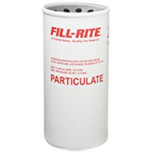 Fill-Rite 30 Micron 40 GPM Spin-on Gas station filter, white cylindrical particulate filter unit.