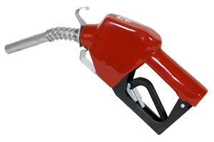 Fill-Rite red Aluminum Fuel Nozzle 3/4" Auto with Hook, Unleaded, red boot, Fill-Rite branding visible.