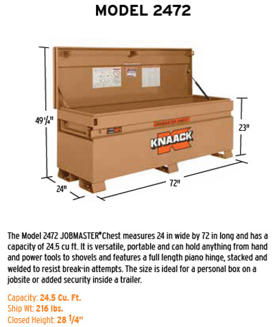 Knaack Model 2472-KL JOBMASTER Chest, 24.5 cu ft w/Lock