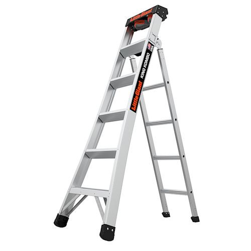 Little Giant Model 14906-001 | KING KOMBO Professional, 6' - ANSI Type IA - 300 lb/136 kg Rated, Aluminum 3-in-1 All-Access Combination Ladder with Rotating Wall Pad Accessory and GRIP-N-GO Single-Hand Release Hinge