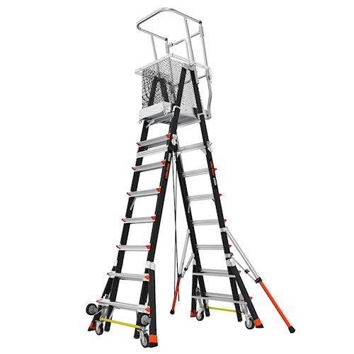 Little Giant 18515-240, 8' to 14' platform, fiberglass enclosed elevated platform ladder, Type IAA.