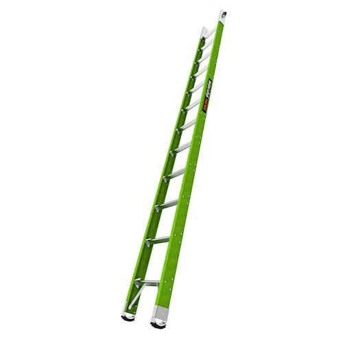 Little Giant 12' green fiberglass underground access ladder, ANSI Type IAA, 375 lb rated.