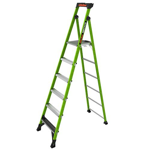 Little Giant 8 feet ladder, MIGHTYLITE fiberglass stepladder with GROUND CUE, 375 lb rated.