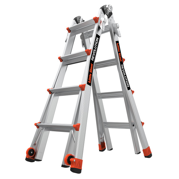 Little Giant Revolution 2.0 aluminum articulated extendable ladder, heavy-duty, 300 lb rated, Model 13117-001.