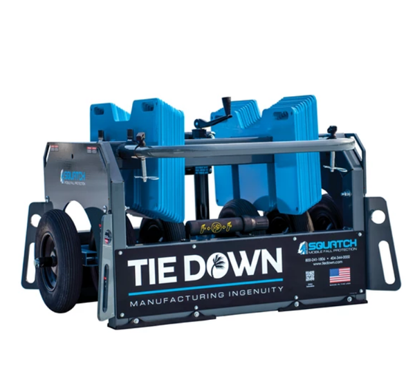 Tie Down Engineering Squatch Non-Penetrating Mobile Fall Protection System, OSHA Compliant Solution, blue and black.