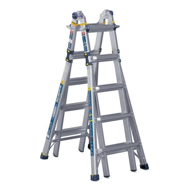 Werner MT-XXIAA multi-position ladder, durable ladder, 375 lb. rated, Type IAA, silver color.